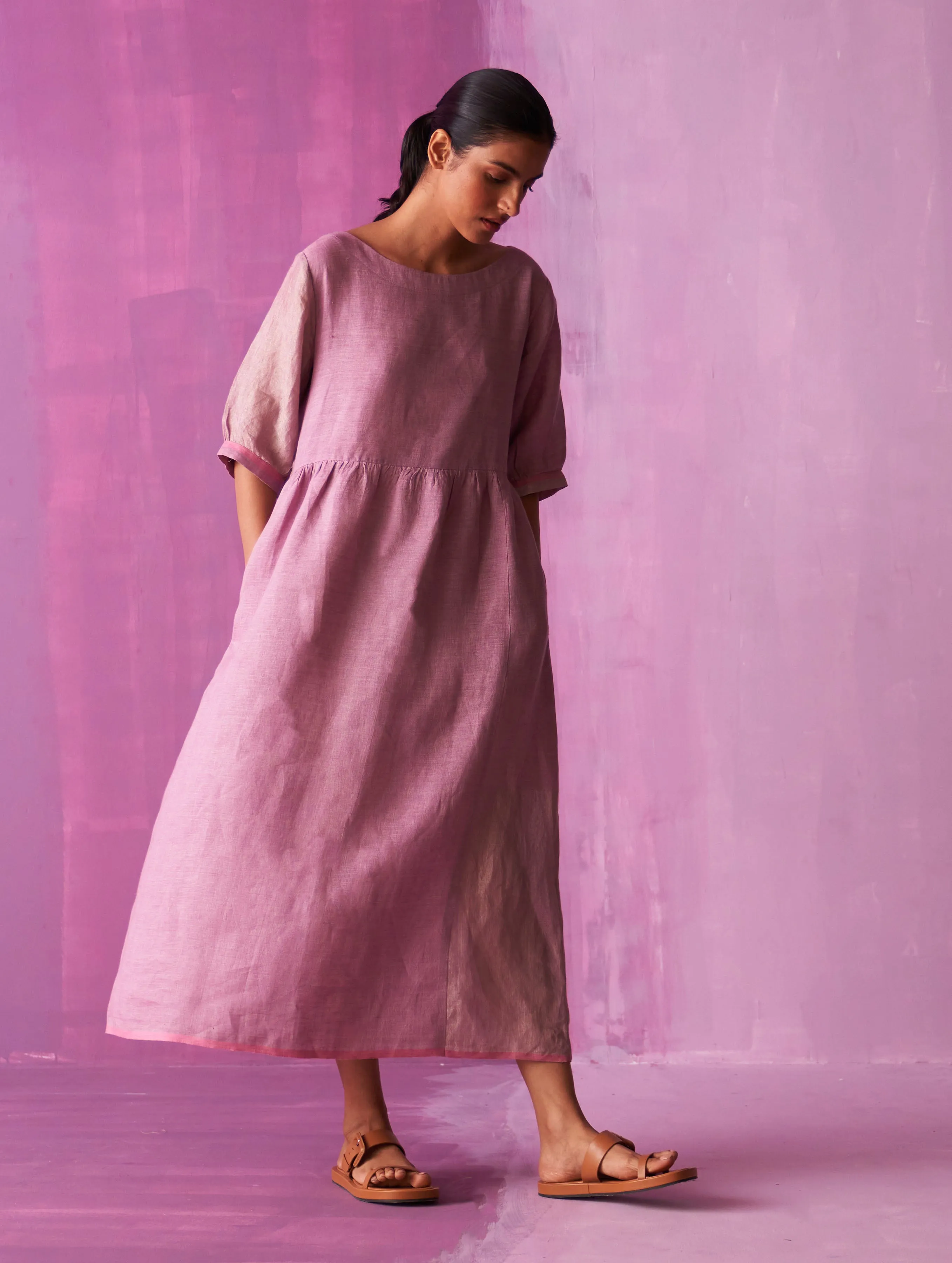 Kiri Linen Dress with Jacket - Lavender