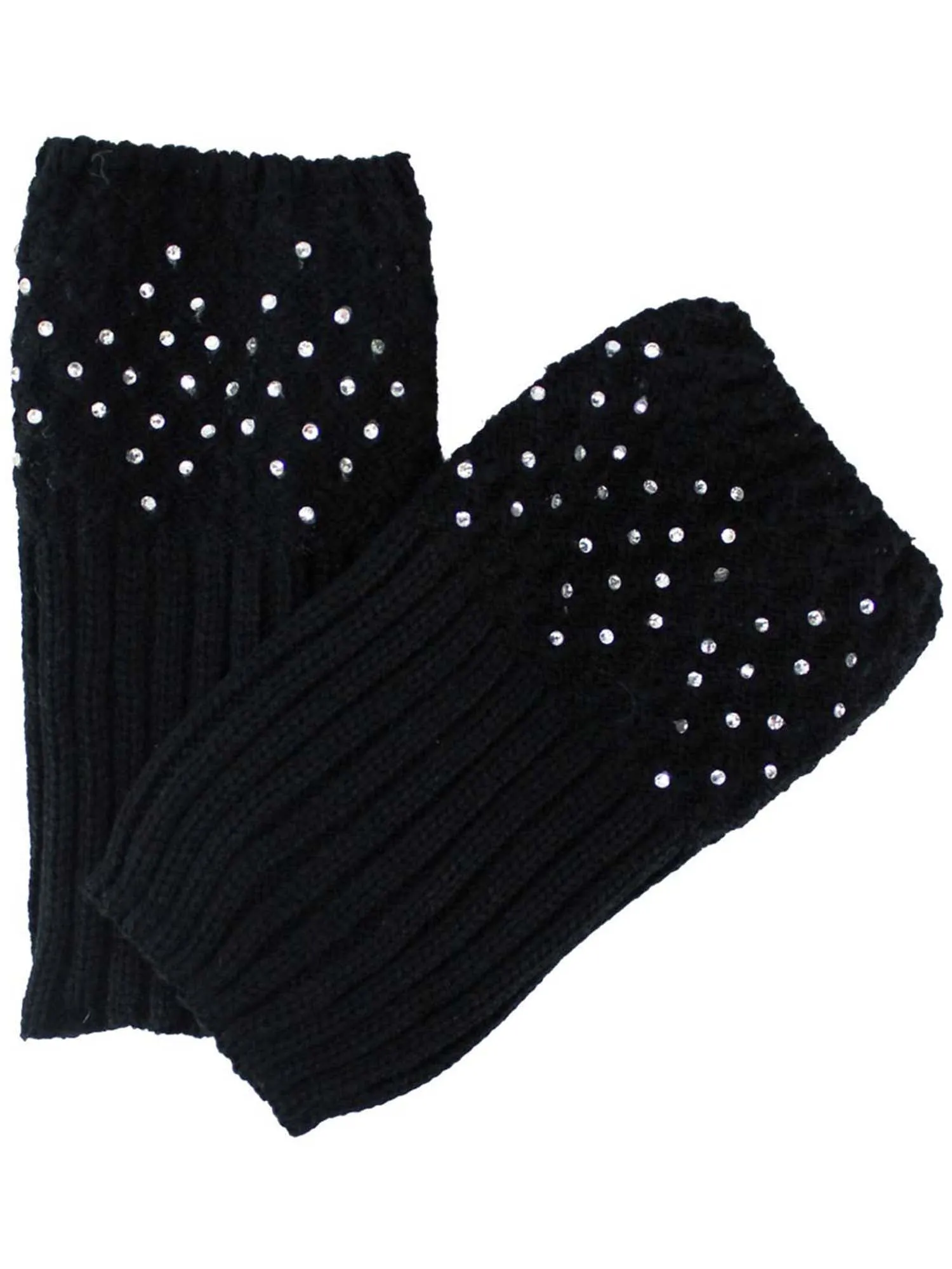 Knit Boot Cuff Leg Warmers With Rhinestones