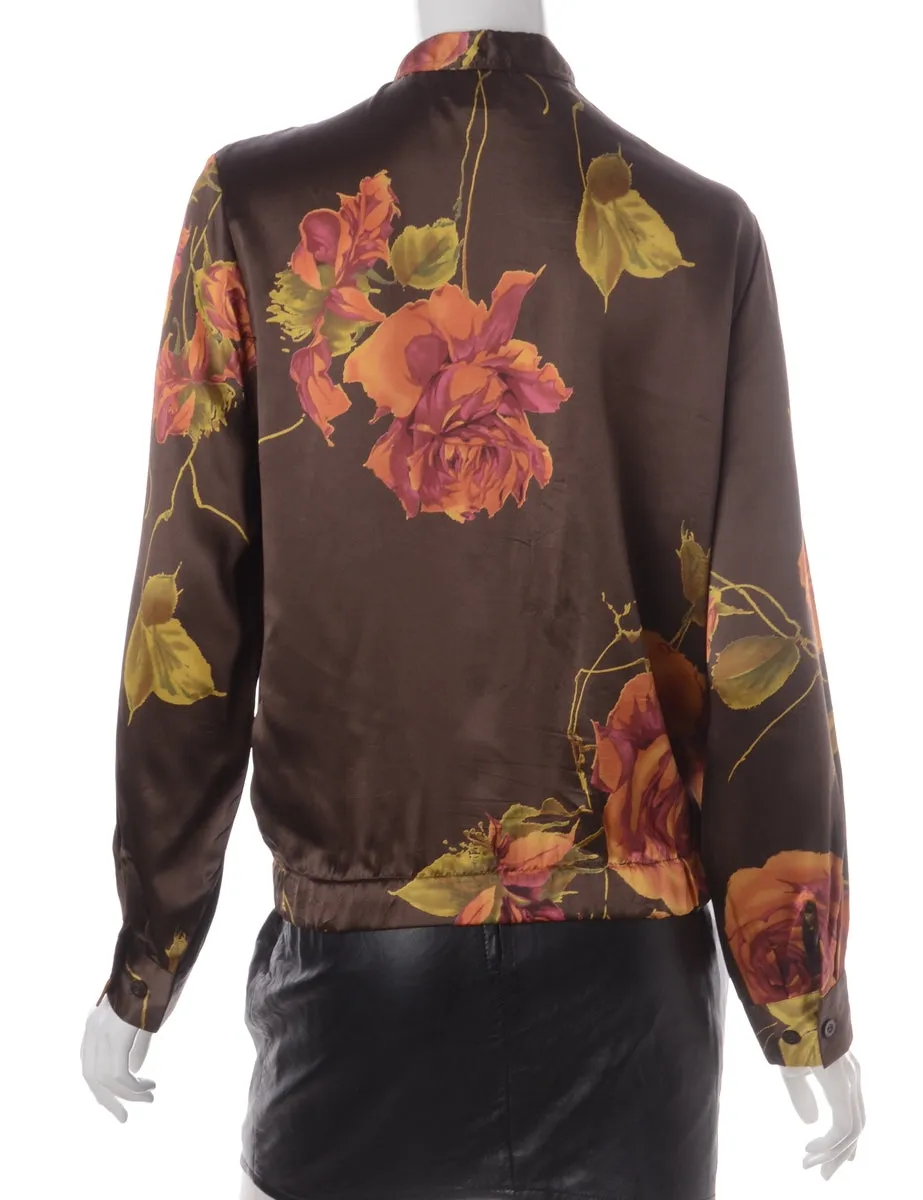 Label Blouse Floral Print Bomber