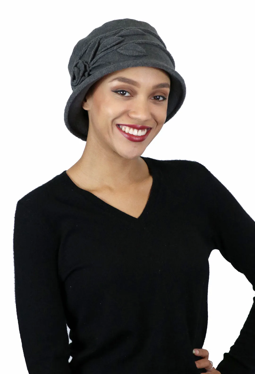 Lady Rose Fleece Cloche Hat For Women