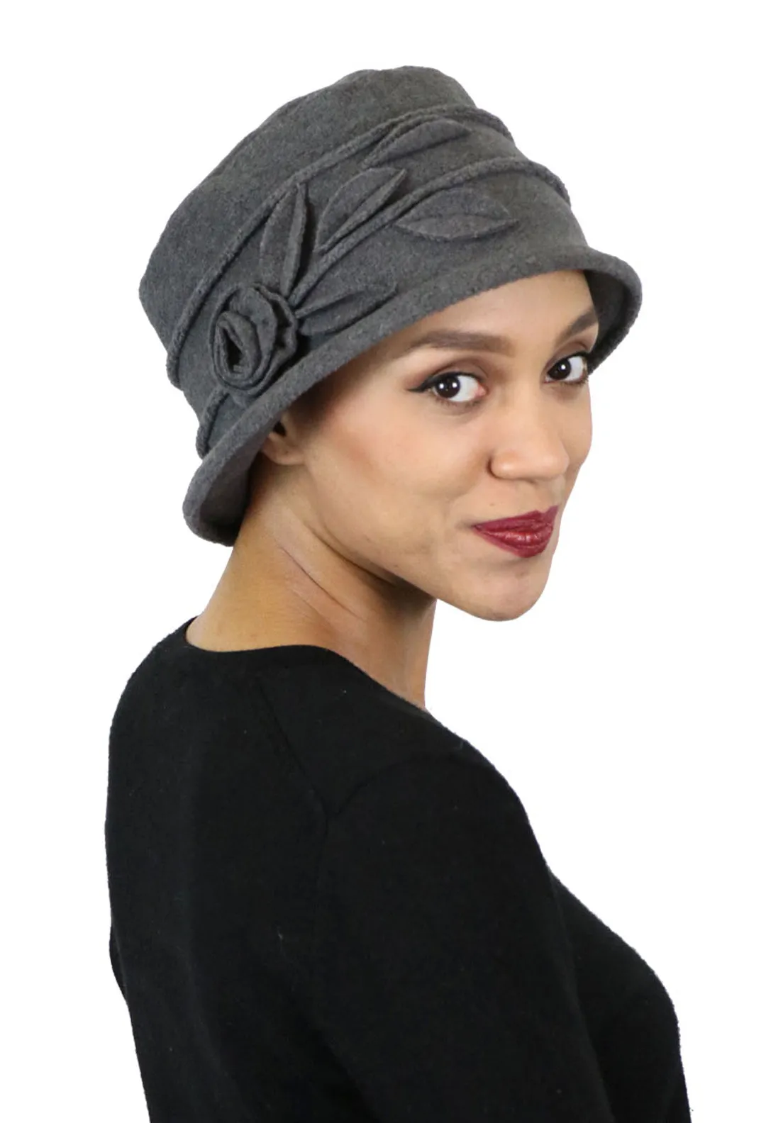 Lady Rose Fleece Cloche Hat For Women