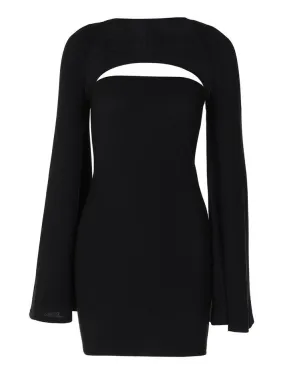 LANFUBEISI - Shoulder Cape Long Sleeve Strapless Bodycon Dress