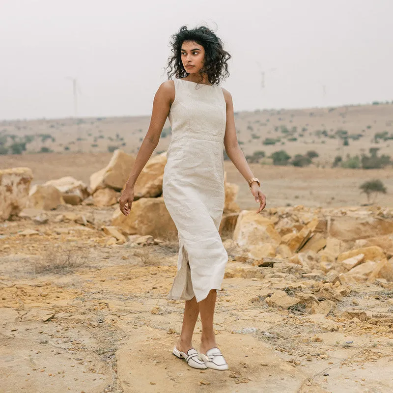 Linen Shift Dress for Women | Off-White