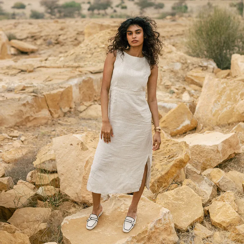 Linen Shift Dress for Women | Off-White