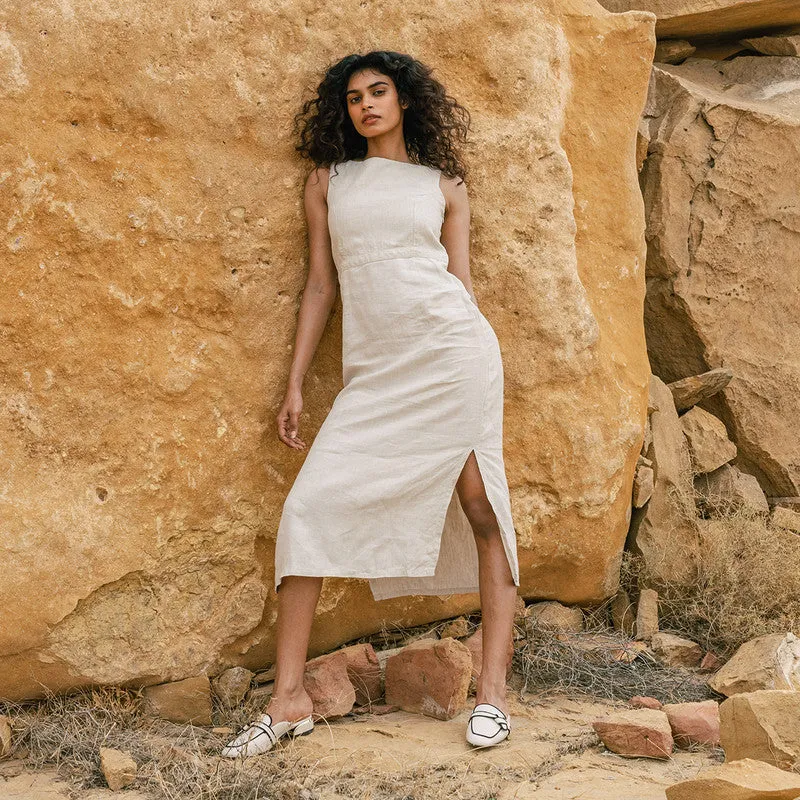 Linen Shift Dress for Women | Off-White