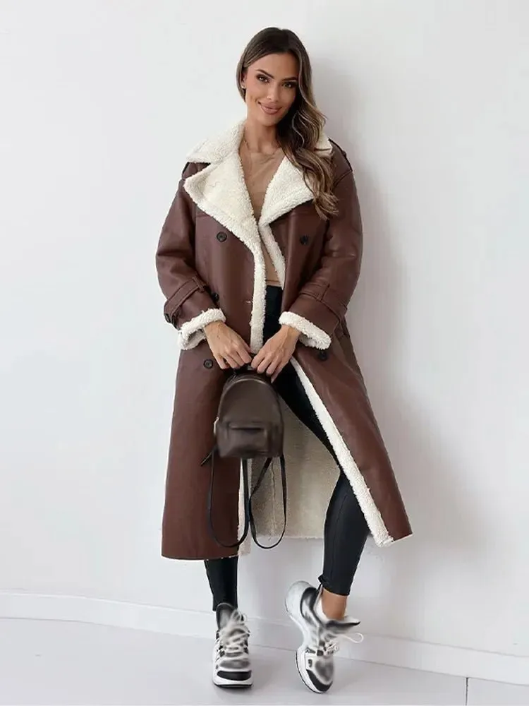 Long Shearling Leather Coat