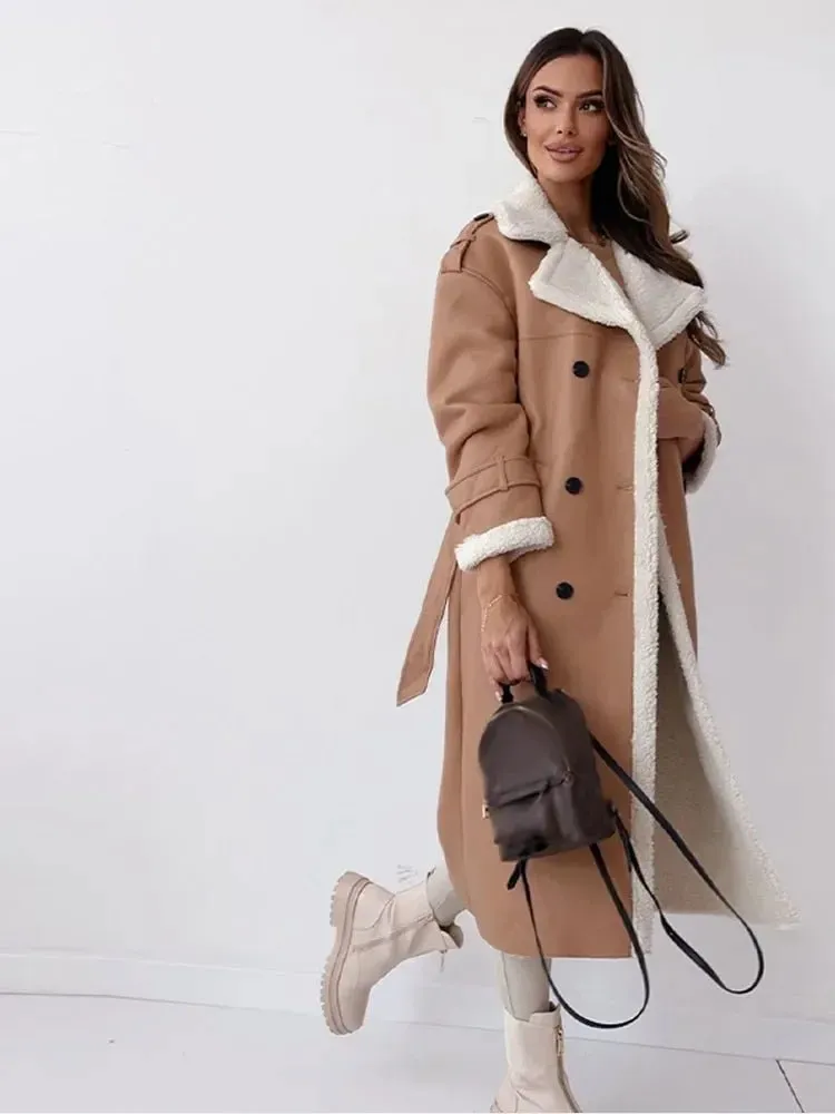 Long Shearling Leather Coat