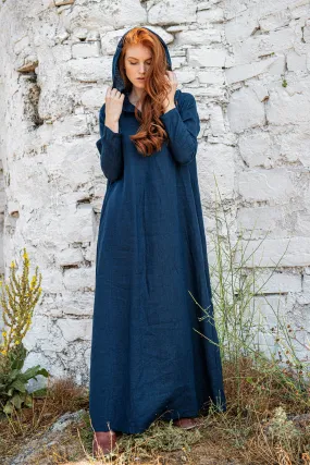 Long Sleeve Hooded Linen Dress