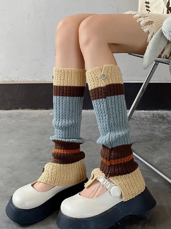 Loose Contrast Color Split-Joint Split-Side Leg Warmers Accessories