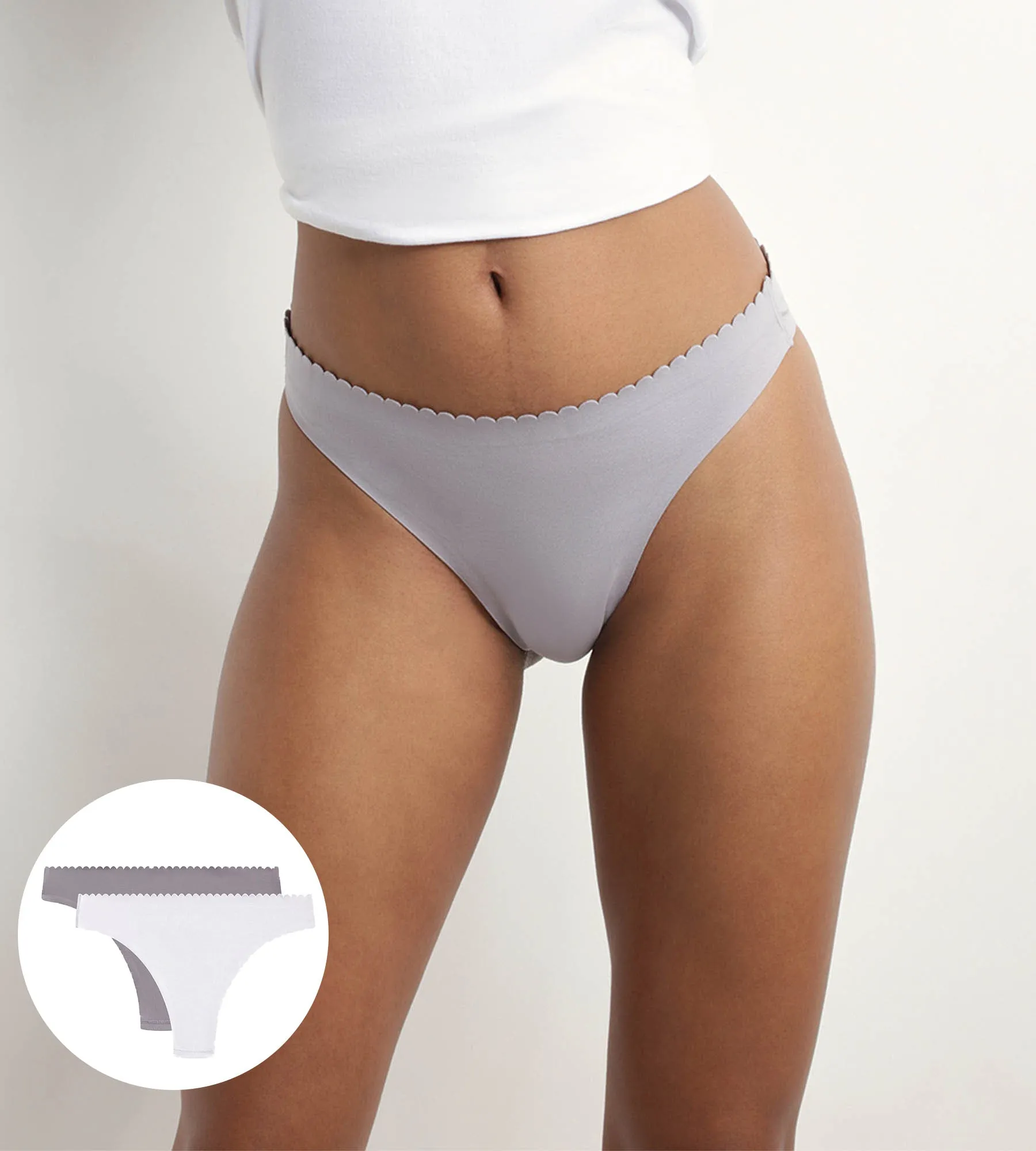 Lot de 2 tangas femme Gris et Blanc Body Touch Easy