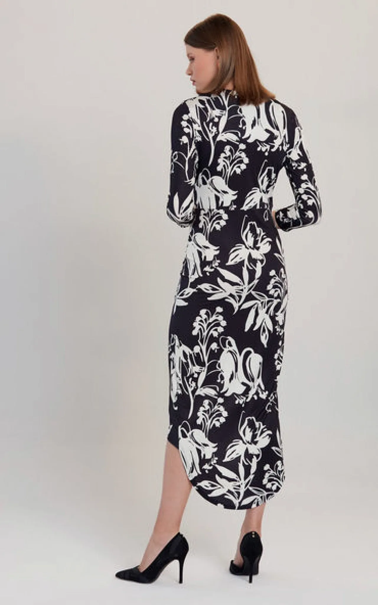 Love And Joy London Midi Wrap Dress In Black And White