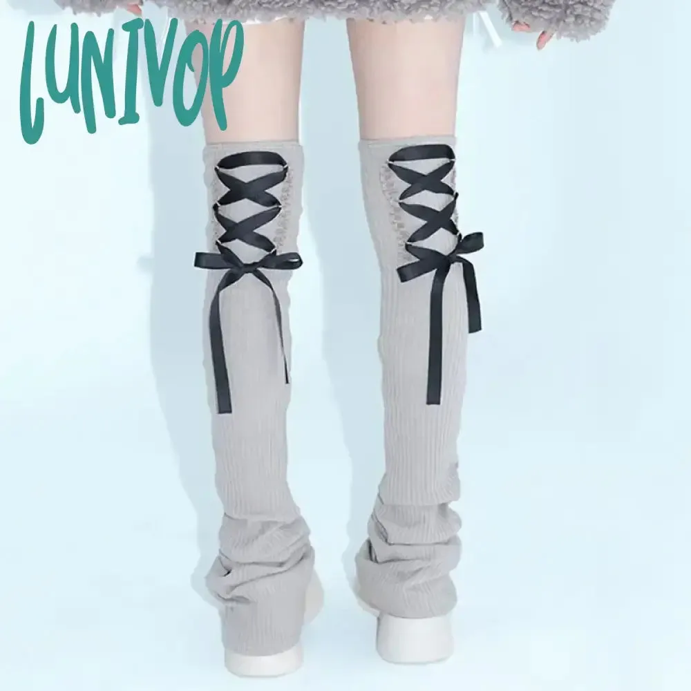 Lunivop Back Strap Leg Socks Vintage Sports Leg Warmers Y2K Women Long Calf Socks Harajuku Ballet Leg Covers Punk Clothing Accessories