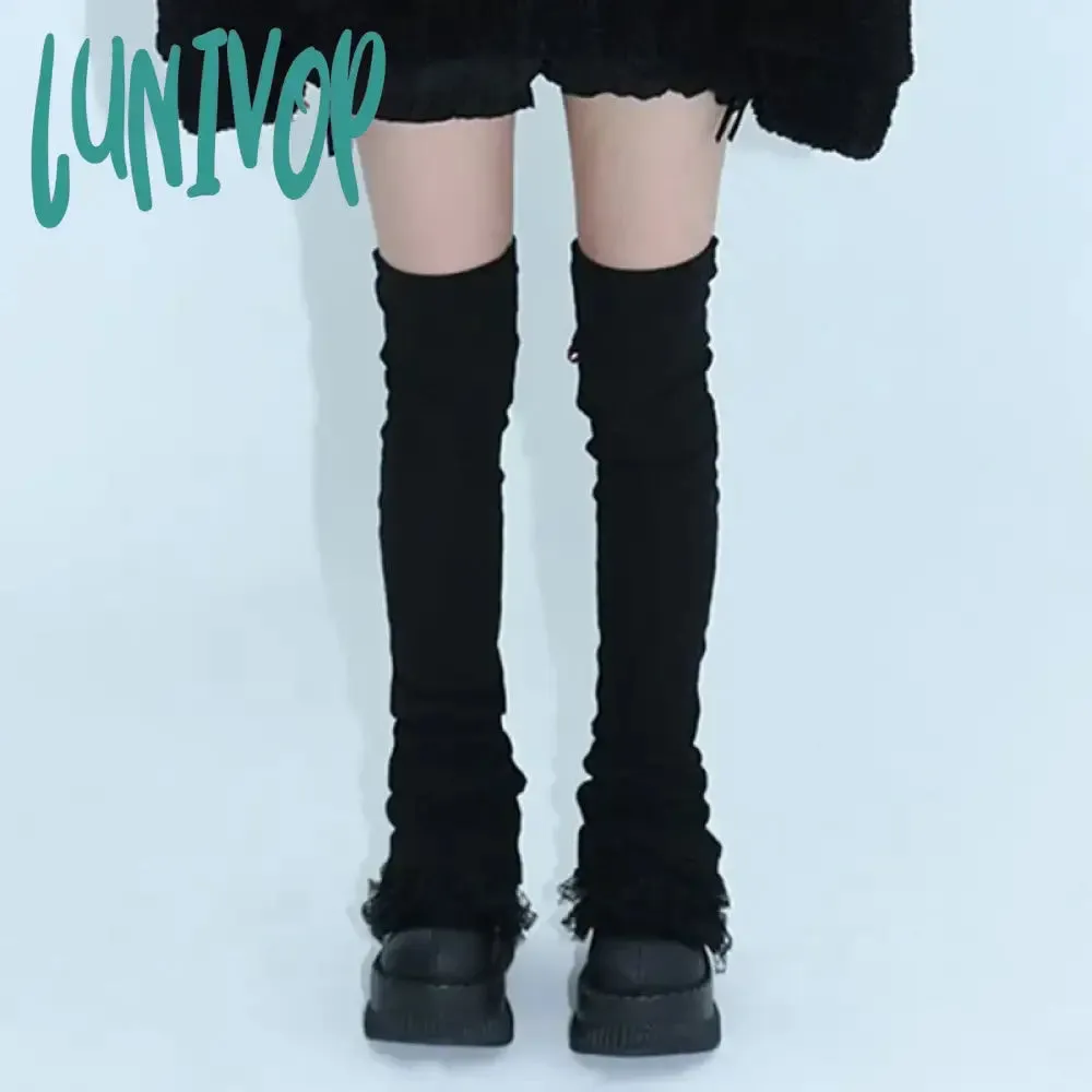 Lunivop Back Strap Leg Socks Vintage Sports Leg Warmers Y2K Women Long Calf Socks Harajuku Ballet Leg Covers Punk Clothing Accessories