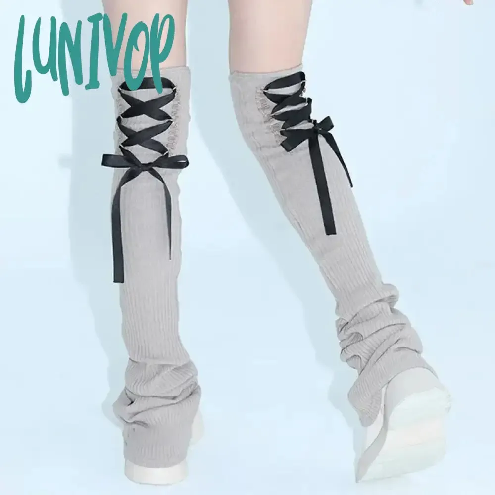 Lunivop Back Strap Leg Socks Vintage Sports Leg Warmers Y2K Women Long Calf Socks Harajuku Ballet Leg Covers Punk Clothing Accessories