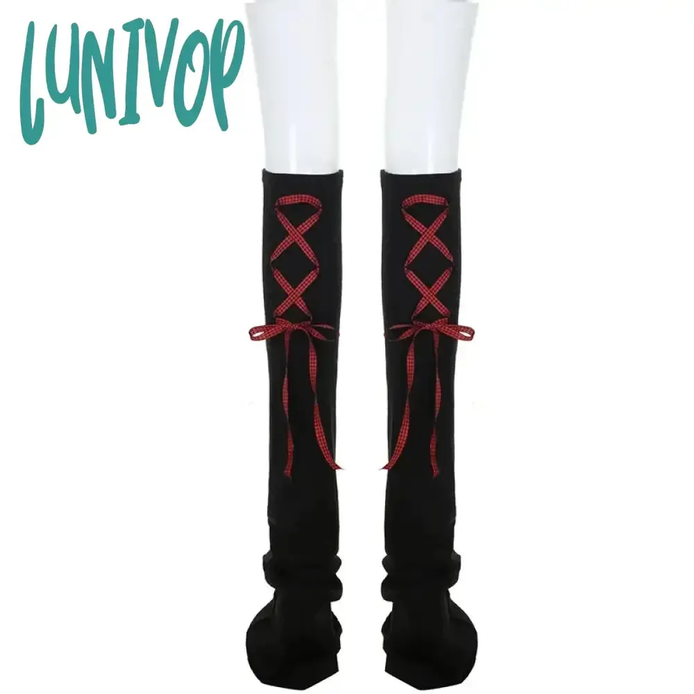 Lunivop Back Strap Leg Socks Vintage Sports Leg Warmers Y2K Women Long Calf Socks Harajuku Ballet Leg Covers Punk Clothing Accessories