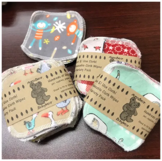 MamaBear Reusable Cloth Mini (4x4) Wipes (Unpaper) Set - Baker's Dozen