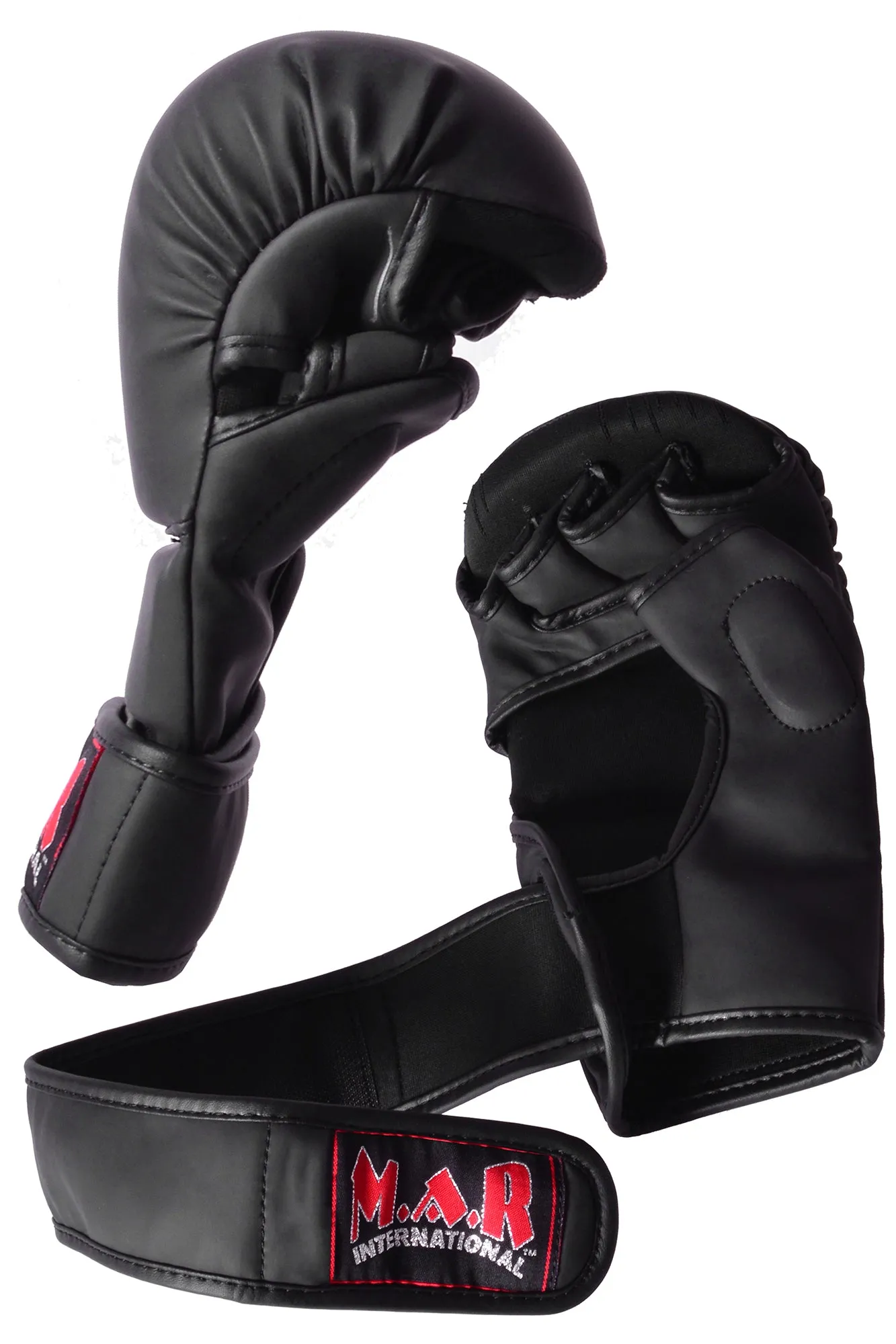 MAR-233C | Rex Leather Black Amateur MMA Gloves