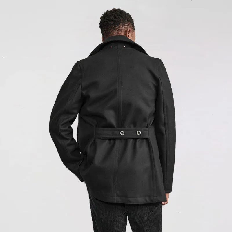 Men's Black Wool Peacoat