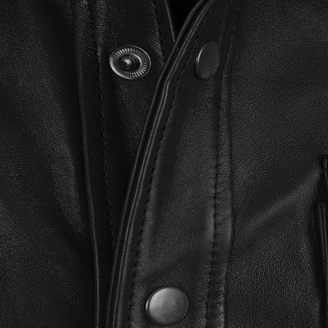 Men's Flat Pockets Leather Shirt