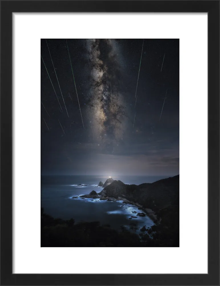 Meteor Shower Over the Lighthouse (2024 Custom Print)