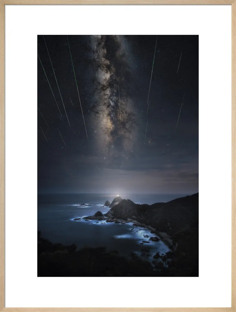 Meteor Shower Over the Lighthouse (2024 Custom Print)