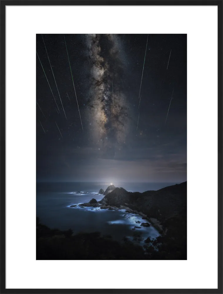 Meteor Shower Over the Lighthouse (2024 Custom Print)