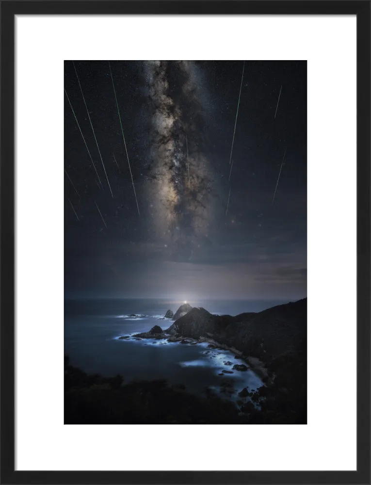 Meteor Shower Over the Lighthouse (2024 Custom Print)