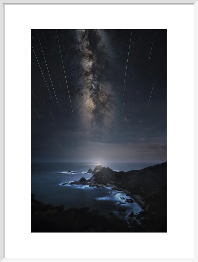 Meteor Shower Over the Lighthouse (2024 Custom Print)