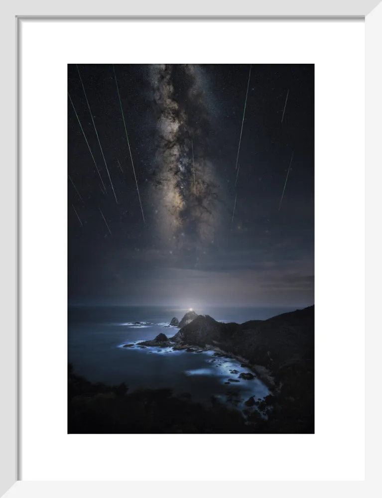 Meteor Shower Over the Lighthouse (2024 Custom Print)