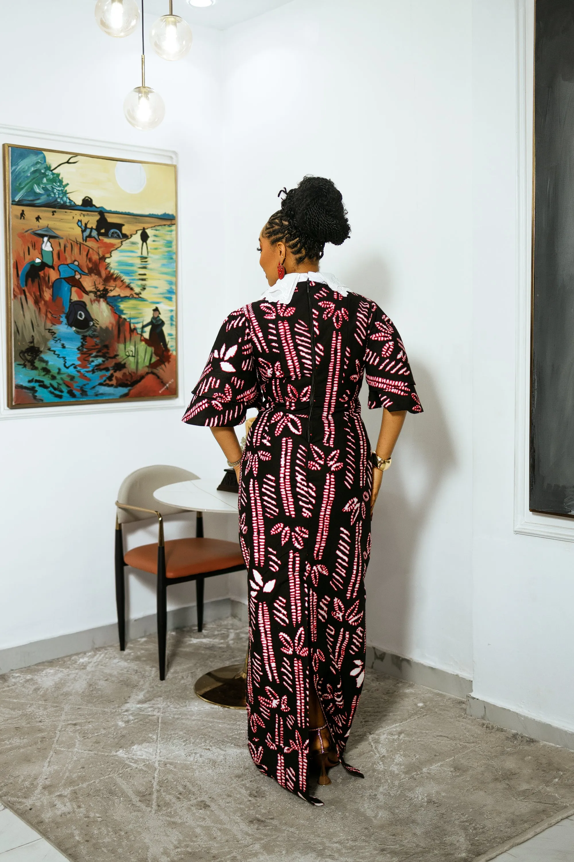 MIDE AFRICAN PRINT MAXI DRESS (PINK)