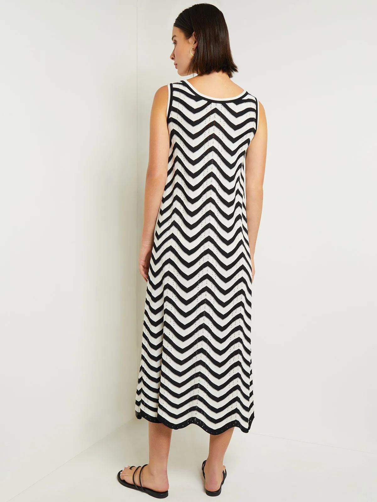 Midi Sheath Dress - Chevron Hem Intarsia Knit