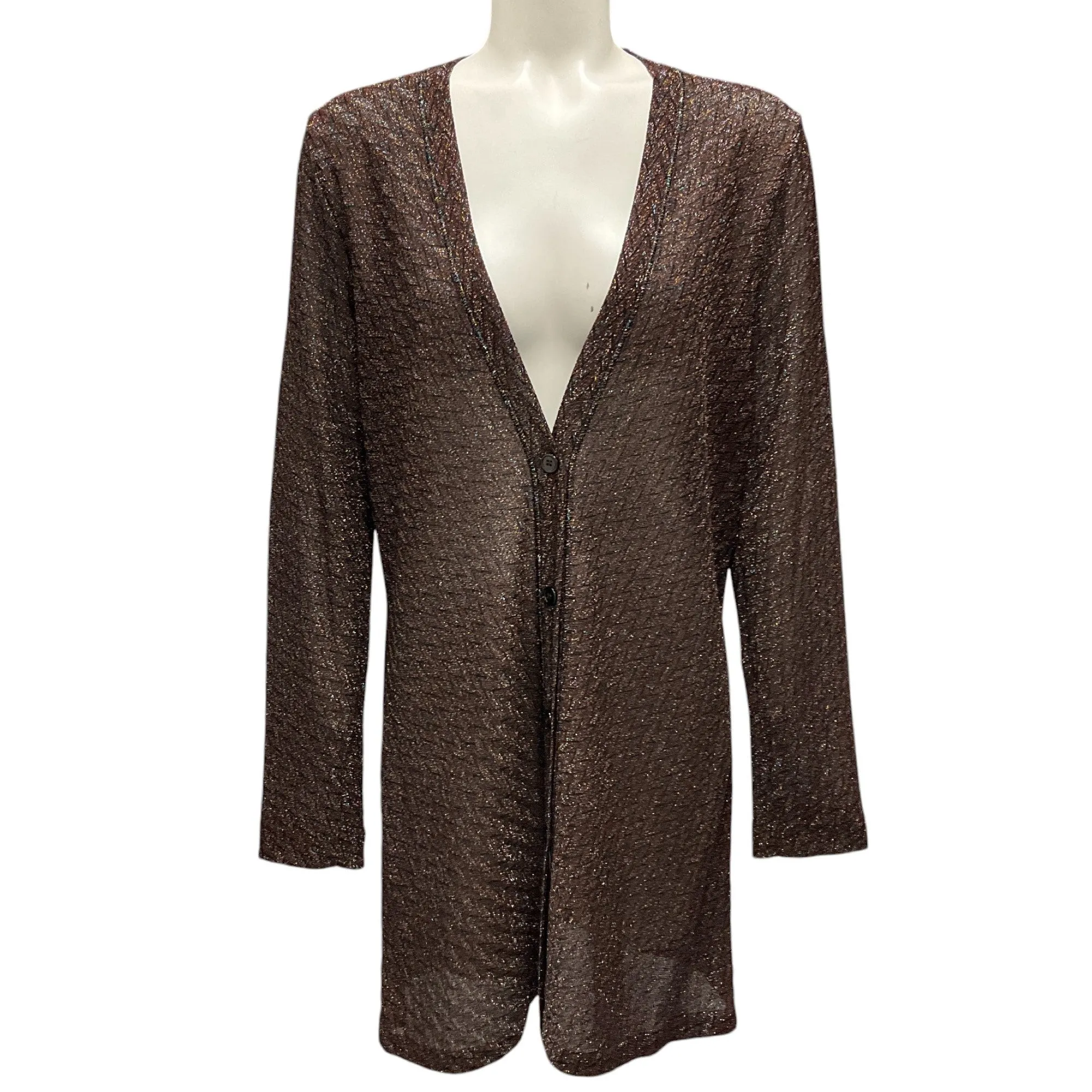 Missoni Bronze Metallic Long Sleeved Knit Cardigan Sweater