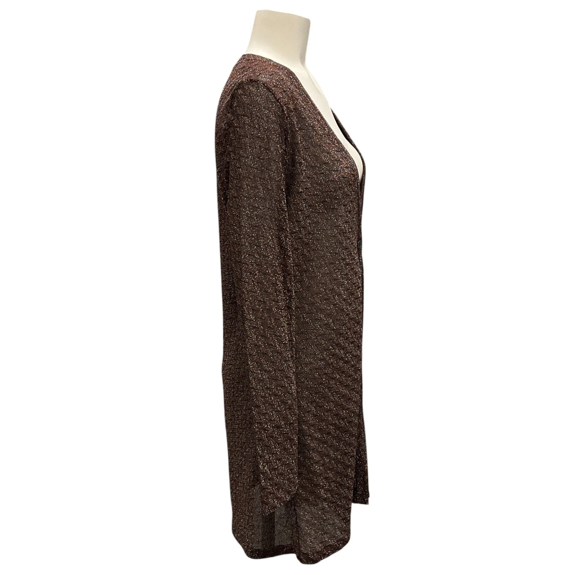 Missoni Bronze Metallic Long Sleeved Knit Cardigan Sweater