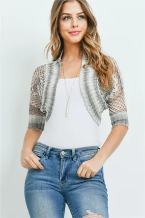 Mocha and Ivory Crocheted Lace Bolero Shrug