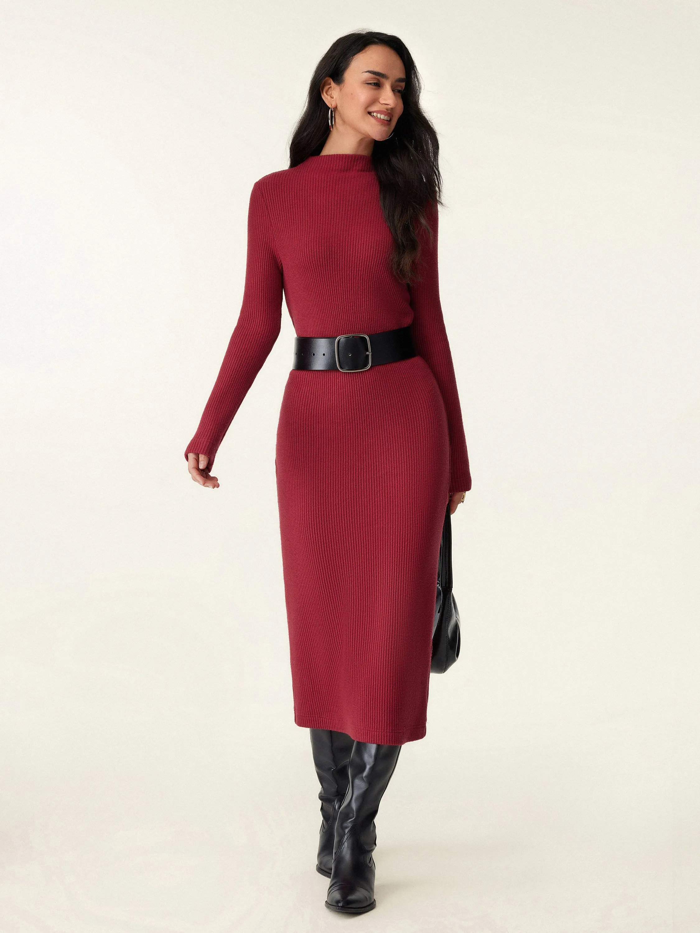 Mockneck Midi Sweater Dress