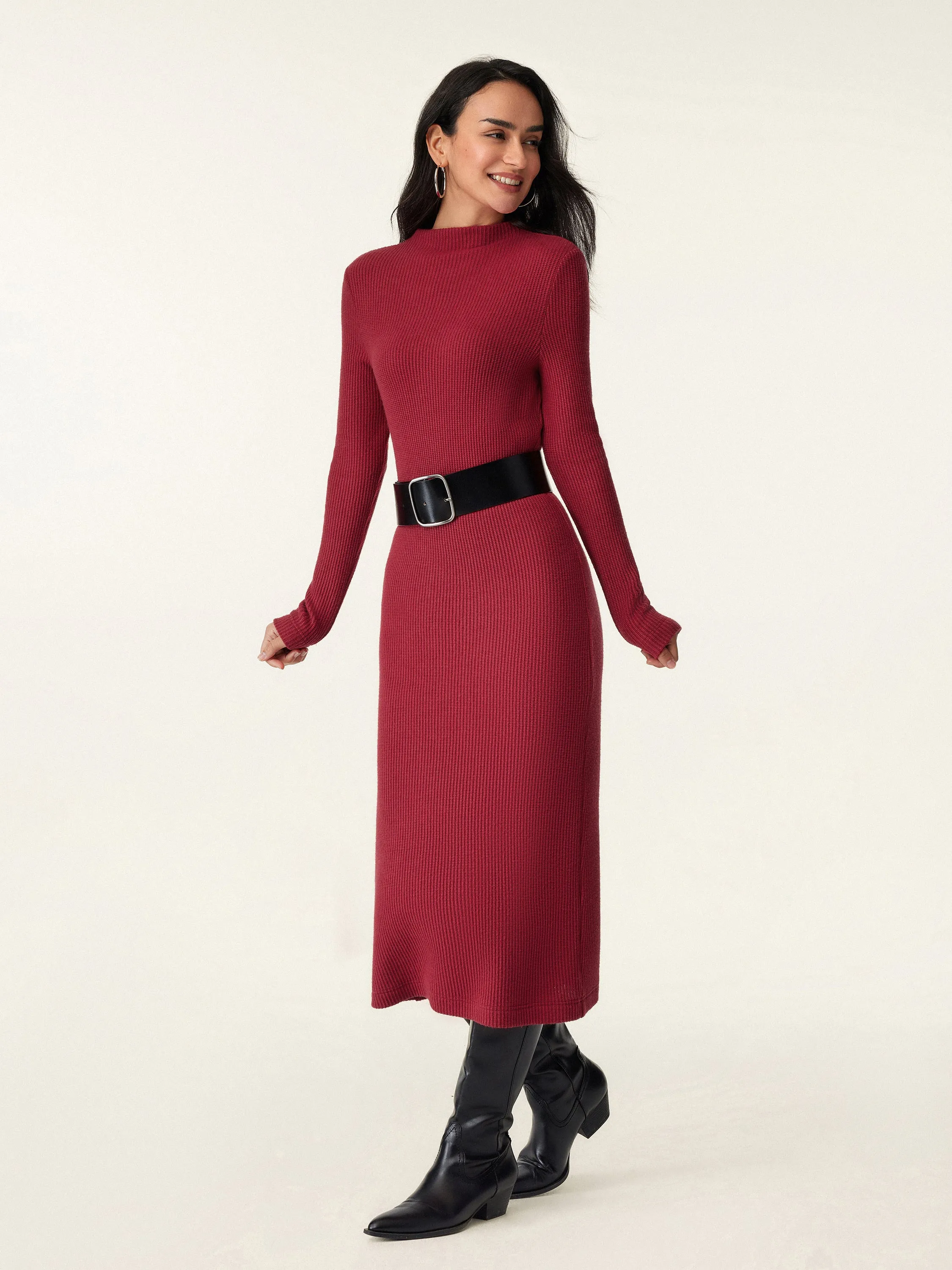 Mockneck Midi Sweater Dress