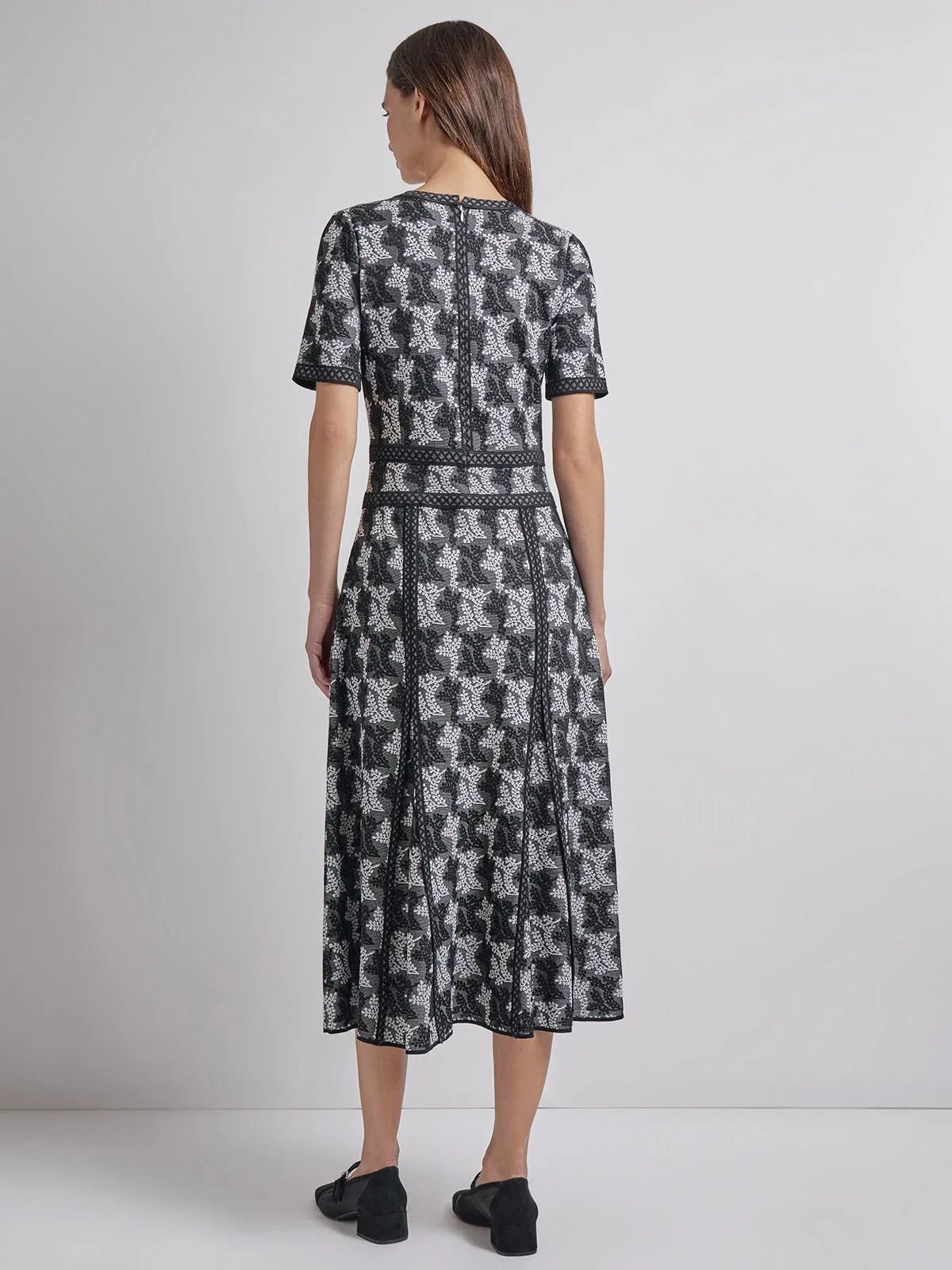 Modern Fit & Flare Intarsia Knit Dress