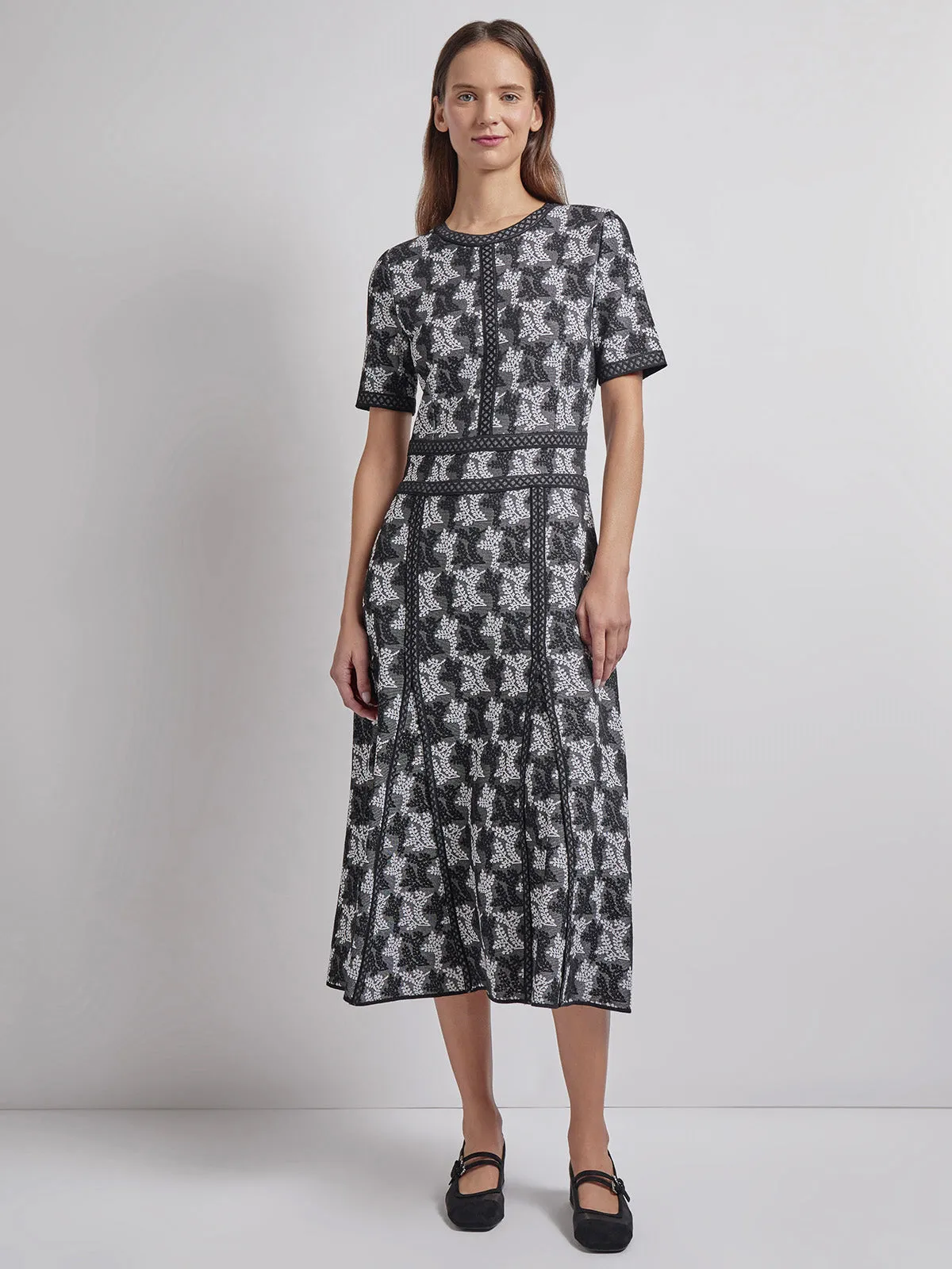 Modern Fit & Flare Intarsia Knit Dress