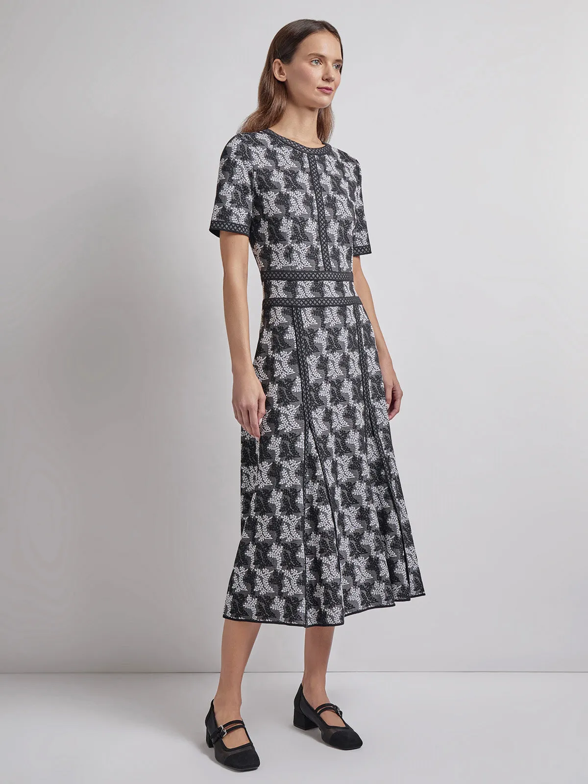 Modern Fit & Flare Intarsia Knit Dress