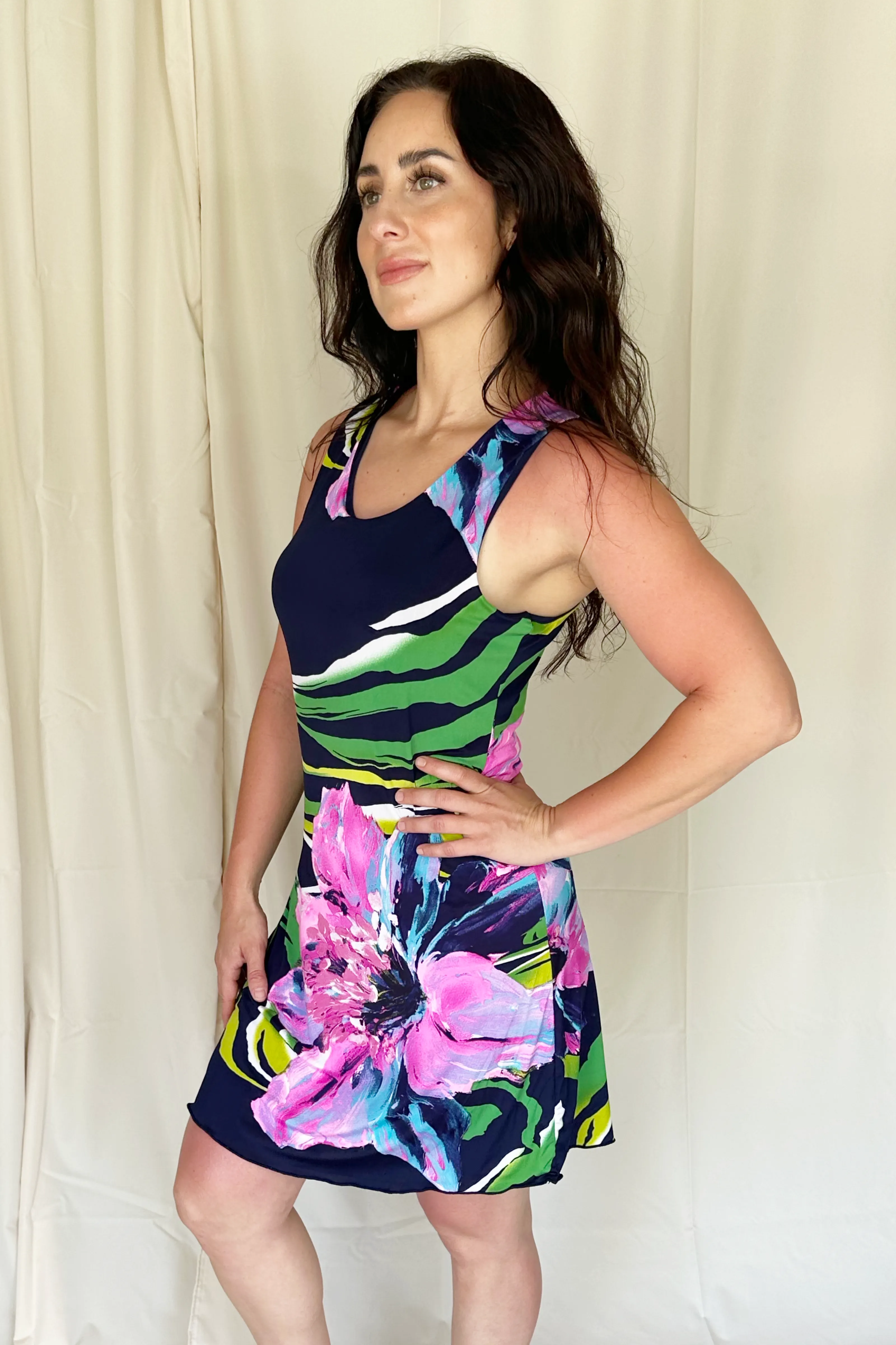 Navy Palm Activity Dress w/ Built-In Shorts