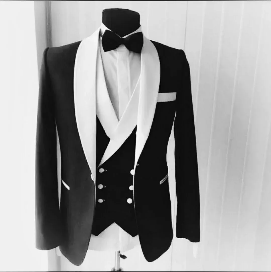 New Fashion Pink Slim Fit Groom Tuxedos Black Peak Lapel Groomsmen Mens Wedding Dress Excellent Man 3 Piece Suit(Jacket Pants Vest Tie) 603