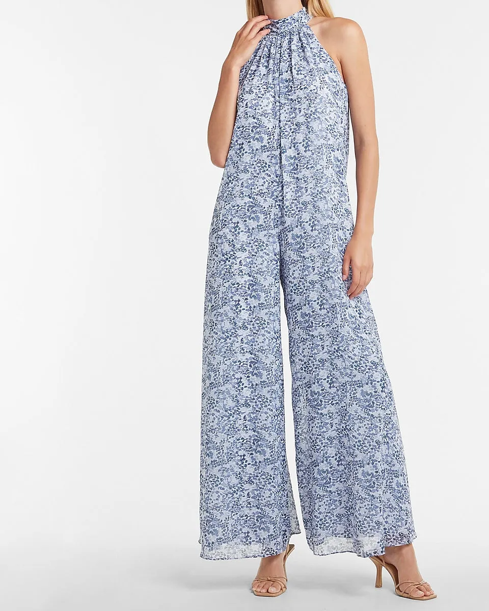 Paisley Mock Neck Shapeless Jumpsuit in Blue Print