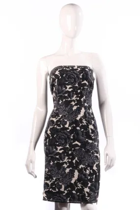 Paul Smith Blue Label Dress 100% Silk Black and White Floral Size 40 UK12