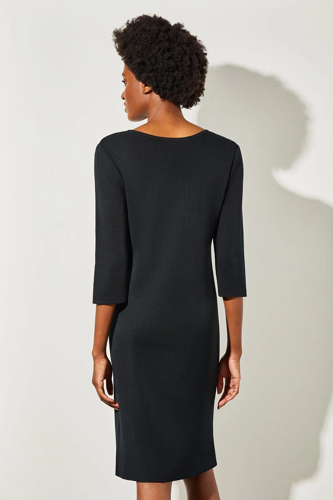 Plus Size 3/4 Sleeve V-Neck Knit Dress