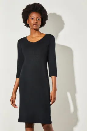 Plus Size 3/4 Sleeve V-Neck Knit Dress