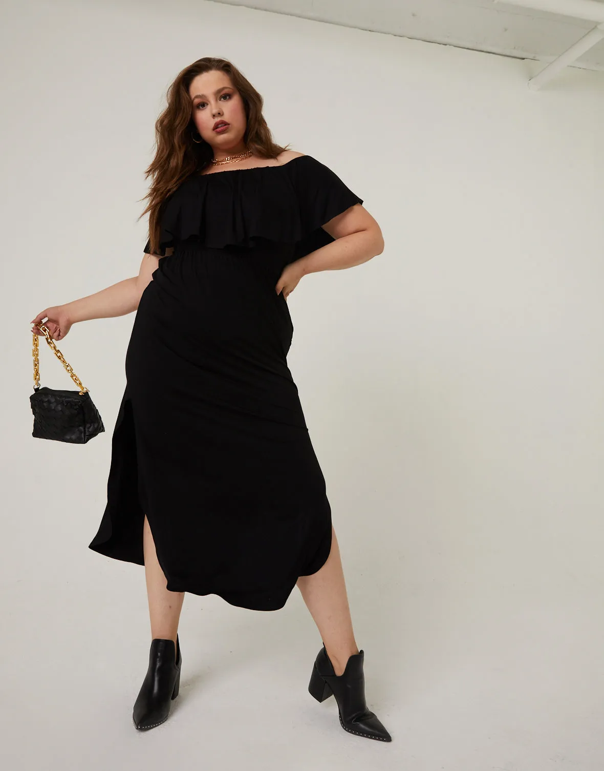 Plus Size Off-The-Shoulder Maxi Dress