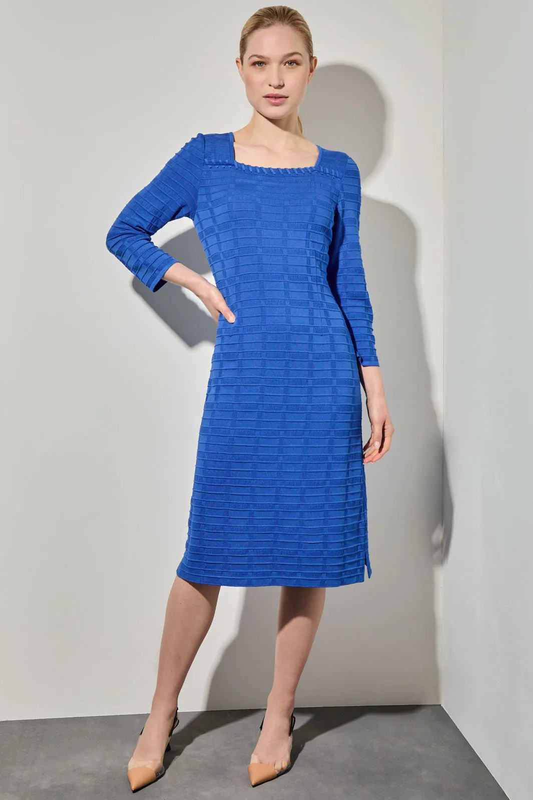 Plus Size Textured Soft Knit Sheath Dress