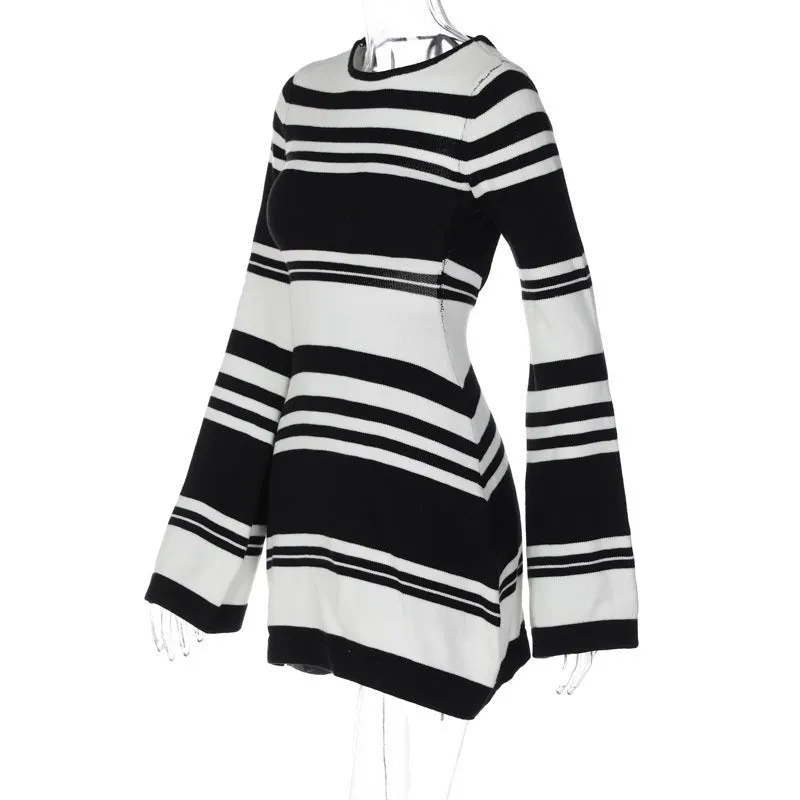 Pre Order:  Striped Backless Knit Mini Dress