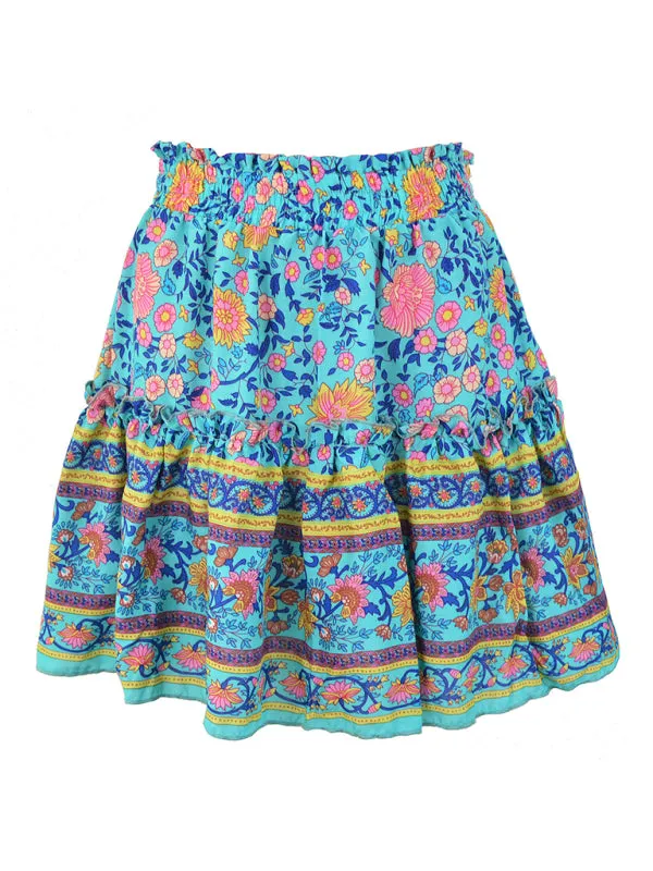 Printed Skirt Bohemian Ethnic Ruffle Skirt