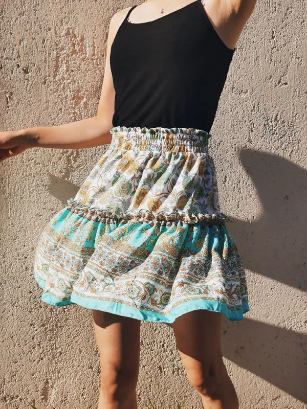 Printed Skirt Bohemian Ethnic Ruffle Skirt